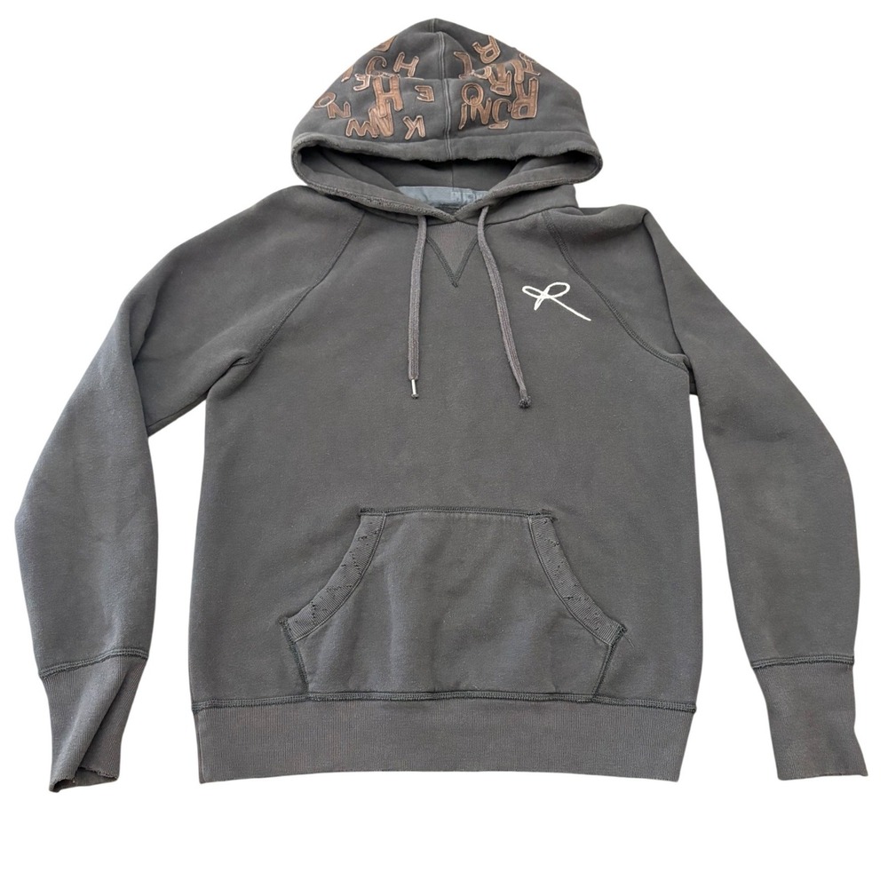 Ruehl No. 925 Hoodie Mens L Charcoal Grey Applique Vintage Y2K Abercrombie